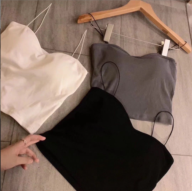 油画少女螺纹棉吊带美背背心裹胸防走光休闲百搭外穿打底内衣 礼品代发 3.1元起