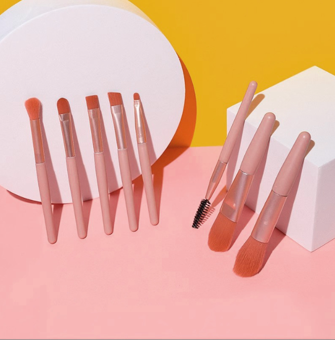 1包8支化妆刷套装莫兰迪便携款马卡龙化妆刷软毛腮红眼影刷美妆工具 礼品代发 1.75元起