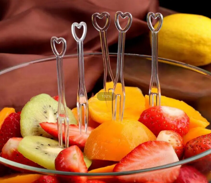 一次性家用水果叉塑料小叉子果盘叉透明100支1包 礼品代发 0.90元起